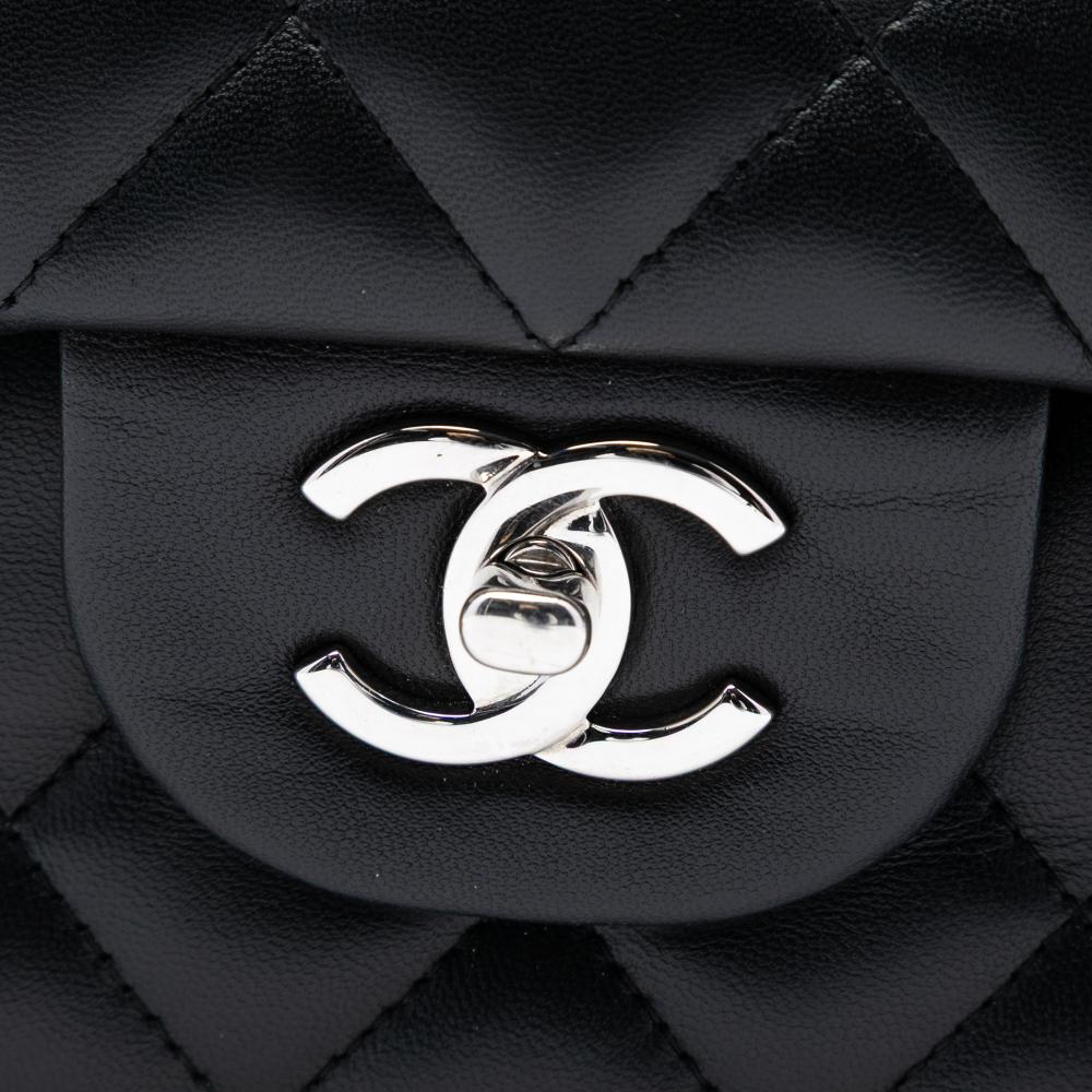 Chanel AB Chanel Black Lambskin Leather Leather Jumbo Classic Lambskin Double Flap France
