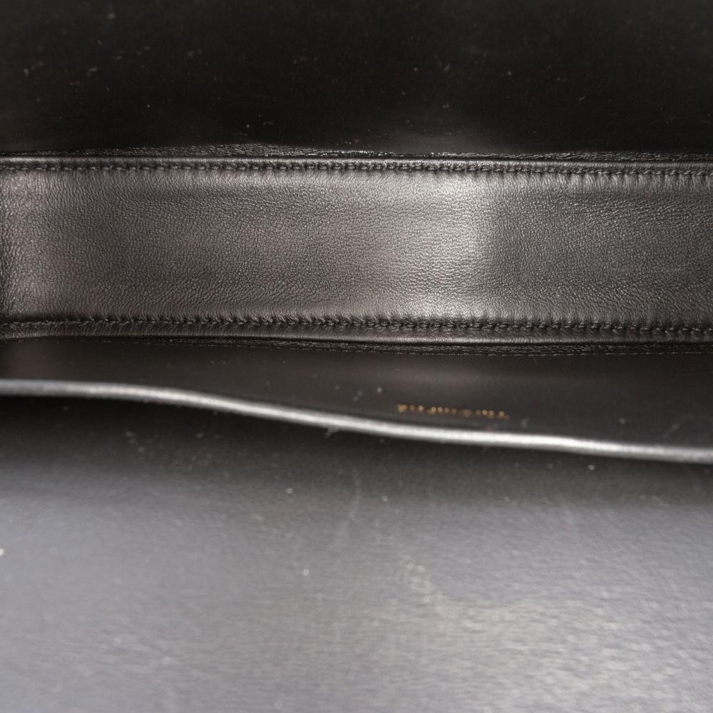 Celine AB Celine Black Calf Leather Smooth skin Cuir Triomphe Chain Shoulder Bag Italy