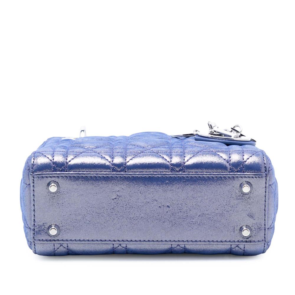 Christian Dior AB Dior Blue Dark Blue Lambskin Leather Leather Mini Iridescent Lambskin Cannage Lady Dior Italy