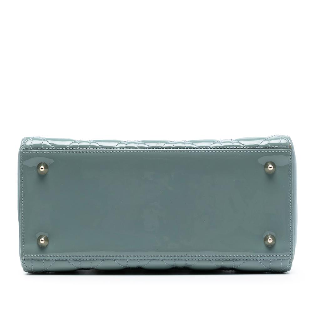 Christian Dior B Dior Blue Light Blue Patent Leather Leather Medium Patent Cannage Lady Dior Italy