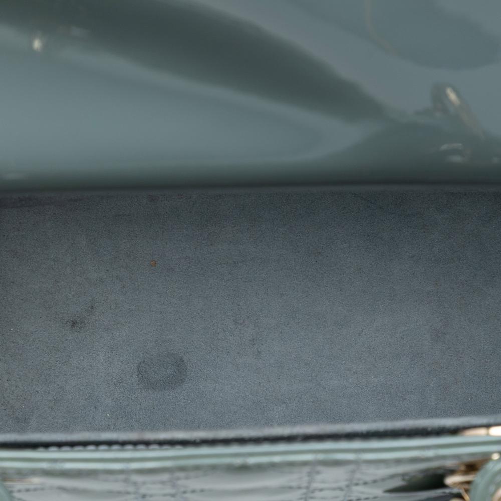 Christian Dior B Dior Blue Light Blue Patent Leather Leather Medium Patent Cannage Lady Dior Italy