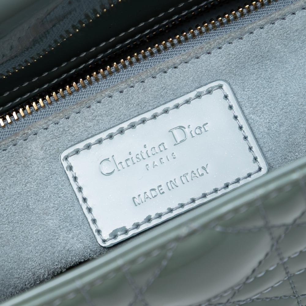 Christian Dior B Dior Blue Light Blue Patent Leather Leather Medium Patent Cannage Lady Dior Italy