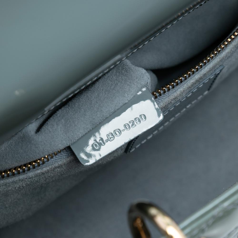 Christian Dior B Dior Blue Light Blue Patent Leather Leather Medium Patent Cannage Lady Dior Italy