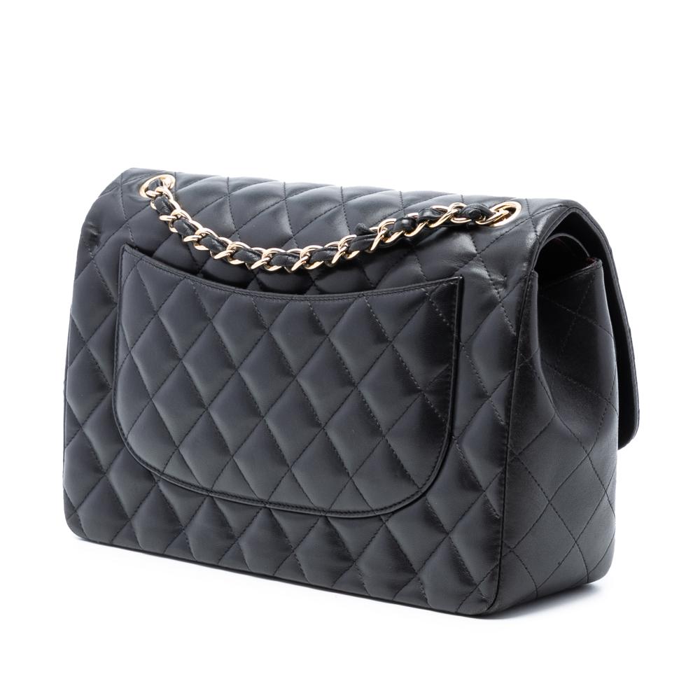 Chanel B Chanel Black Lambskin Leather Leather Jumbo Classic Lambskin Double Flap Italy