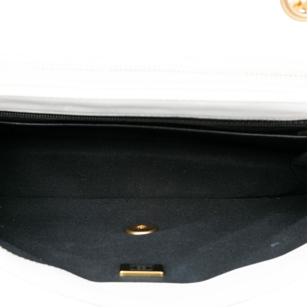 Chanel AB Chanel White Lambskin Leather Leather Medium Quilted Lambskin CC Single Flap Italy