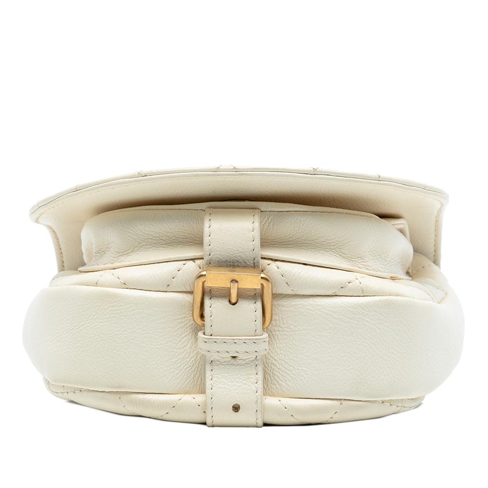 Chanel AB Chanel White Calf Leather Small CC Quilted skin Messenger Flap Italy