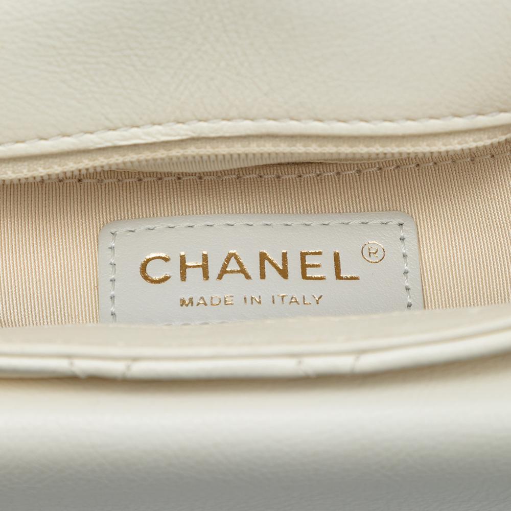 Chanel AB Chanel White Calf Leather Small CC Quilted skin Messenger Flap Italy