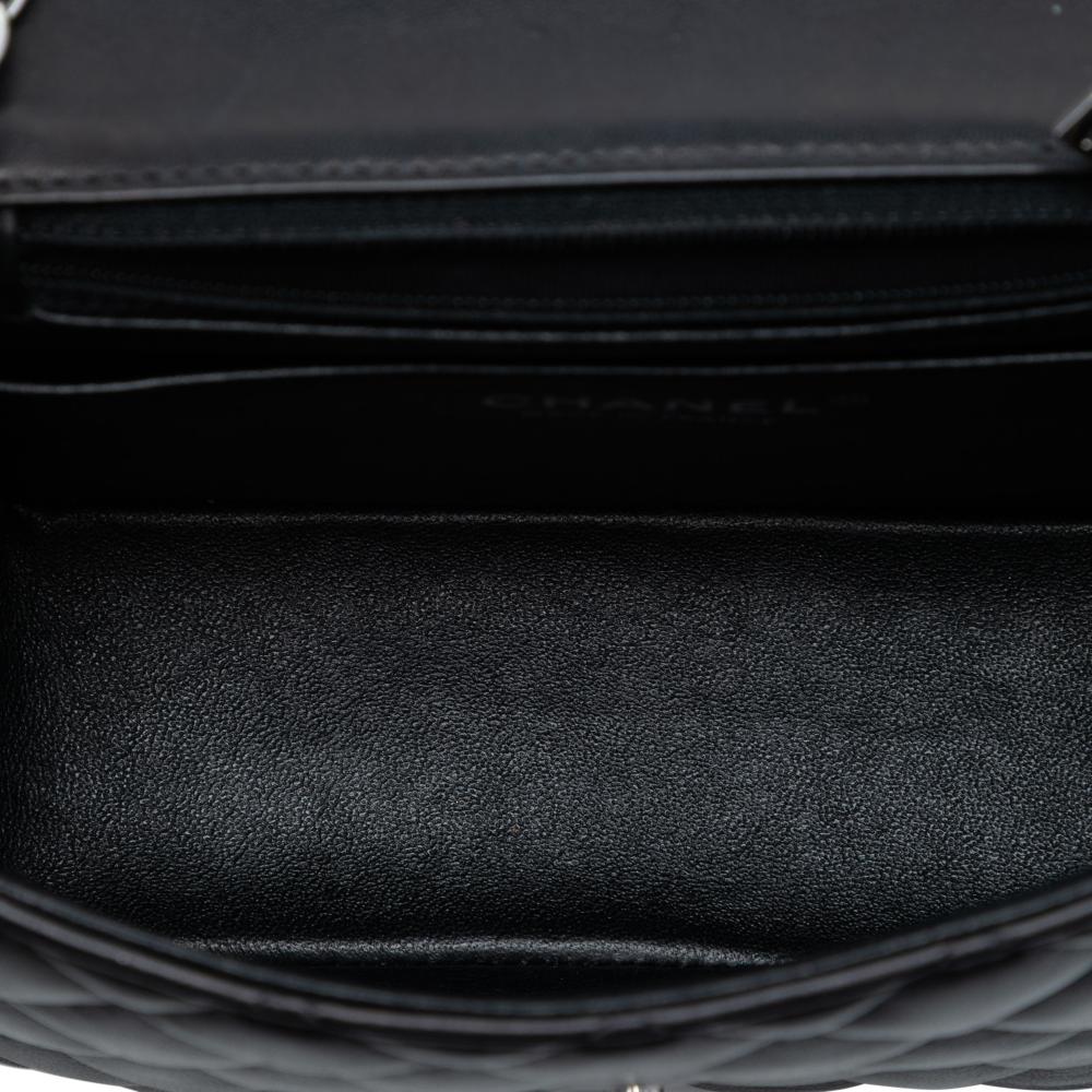 Chanel AB Chanel Black Lambskin Leather Leather Mini Square Classic Lambskin Single Flap France