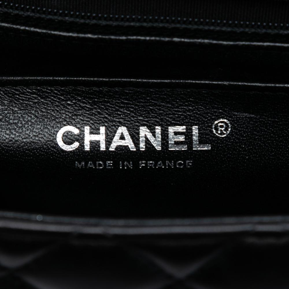 Chanel AB Chanel Black Lambskin Leather Leather Mini Square Classic Lambskin Single Flap France