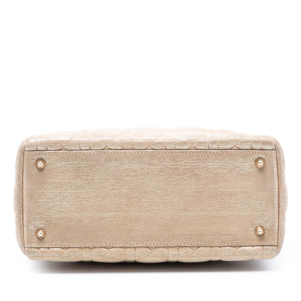 Christian Dior B Dior Gold Lambskin Leather Leather Medium Iridescent Lambskin Cannage Lady Dior Italy