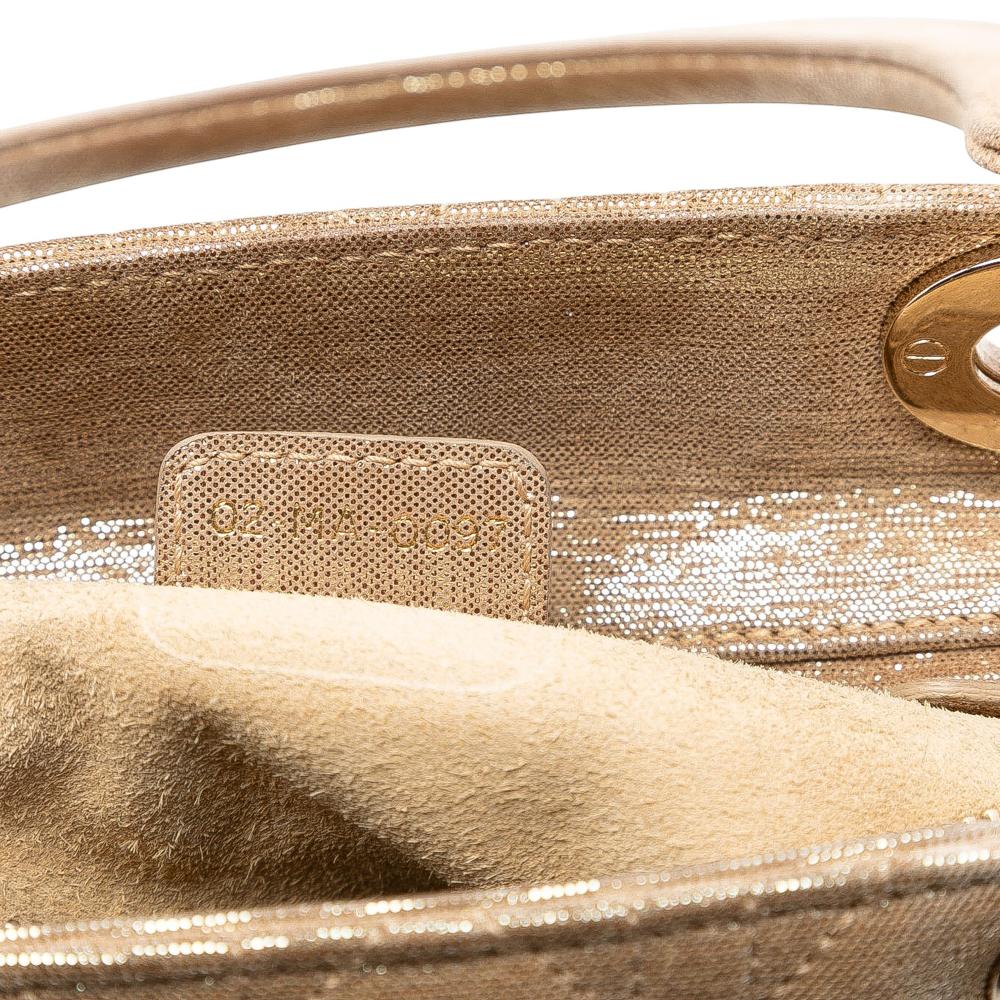 Christian Dior B Dior Gold Lambskin Leather Leather Medium Iridescent Lambskin Cannage Lady Dior Italy