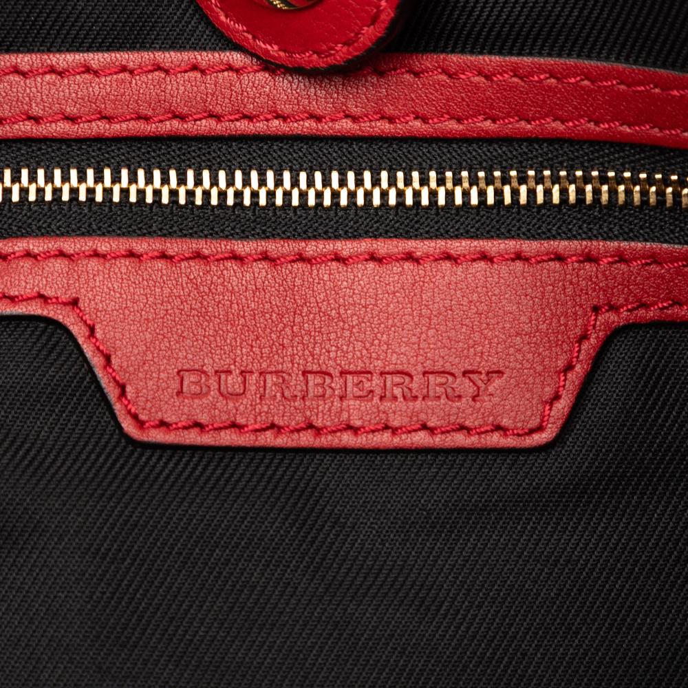 Burberry B Burberry Brown Beige Canvas Fabric Small Haymarket Check and Leather Canterbury Tote Italy