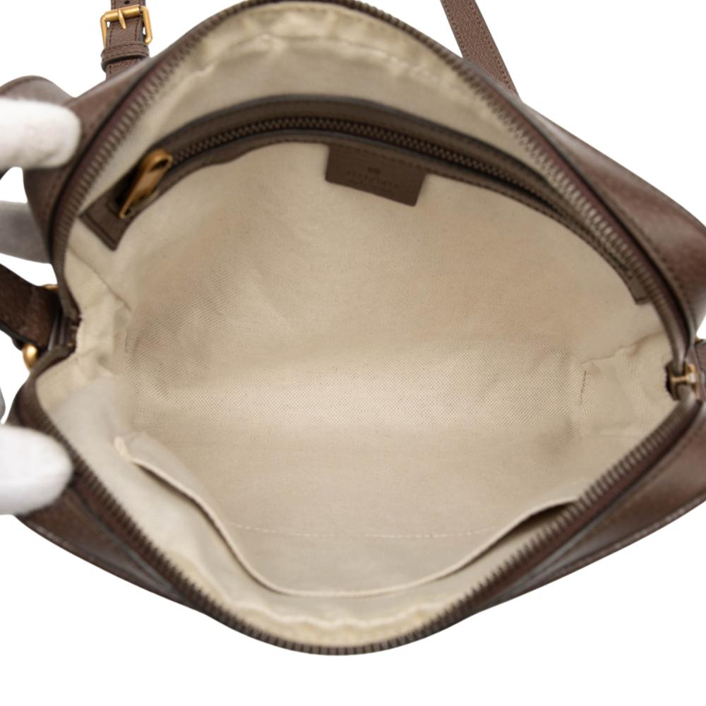 Gucci AB Gucci Brown Beige Coated Canvas Fabric Small GG Supreme Web Ophidia Messenger Bag Italy