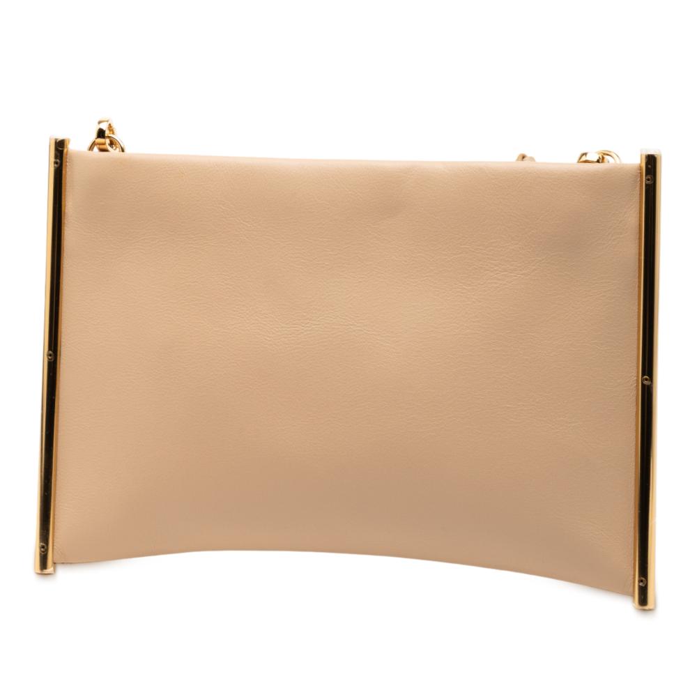 Chloé AB Chloé Brown Beige Calf Leather Mini Roy Clutch Spain