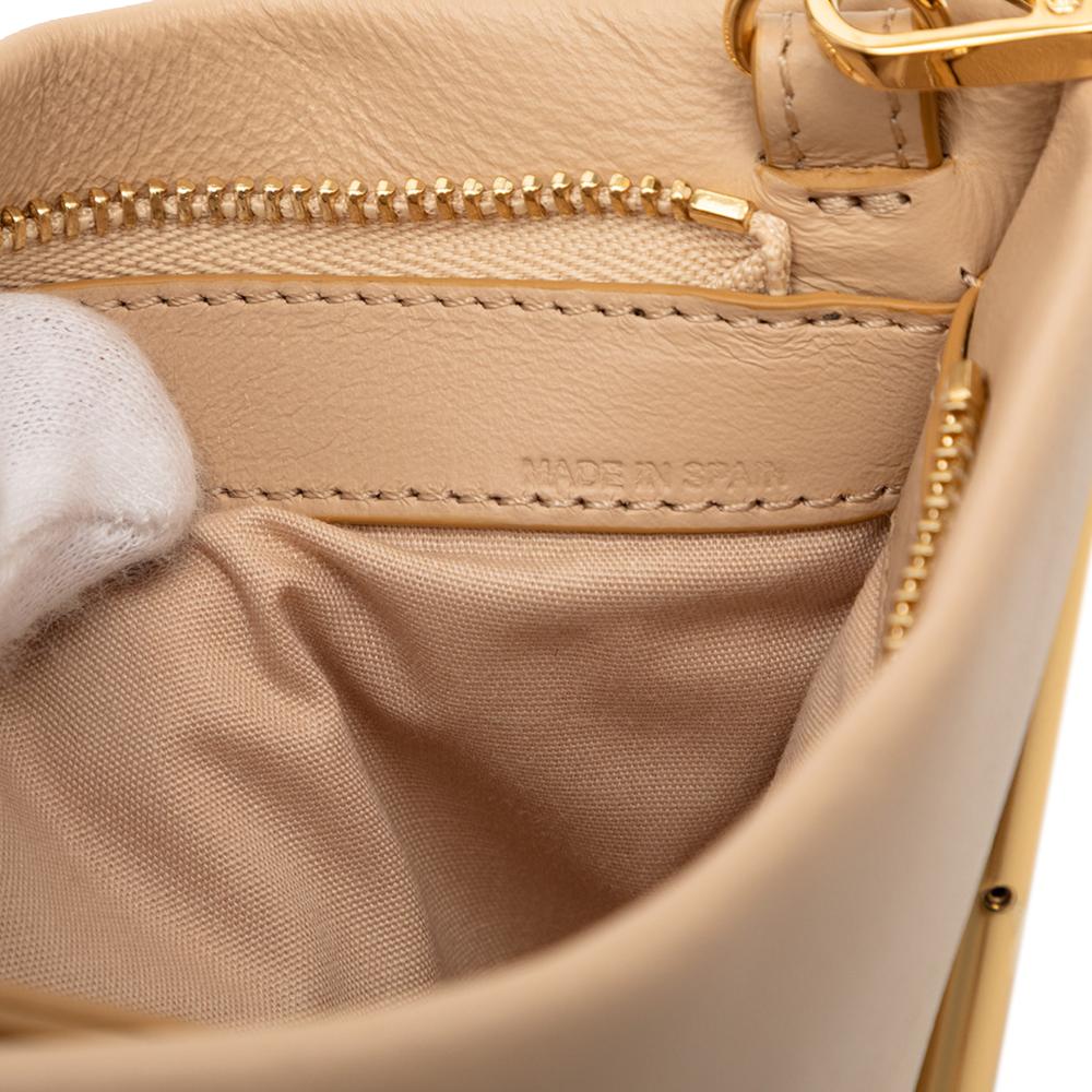 Chloé AB Chloé Brown Beige Calf Leather Mini Roy Clutch Spain