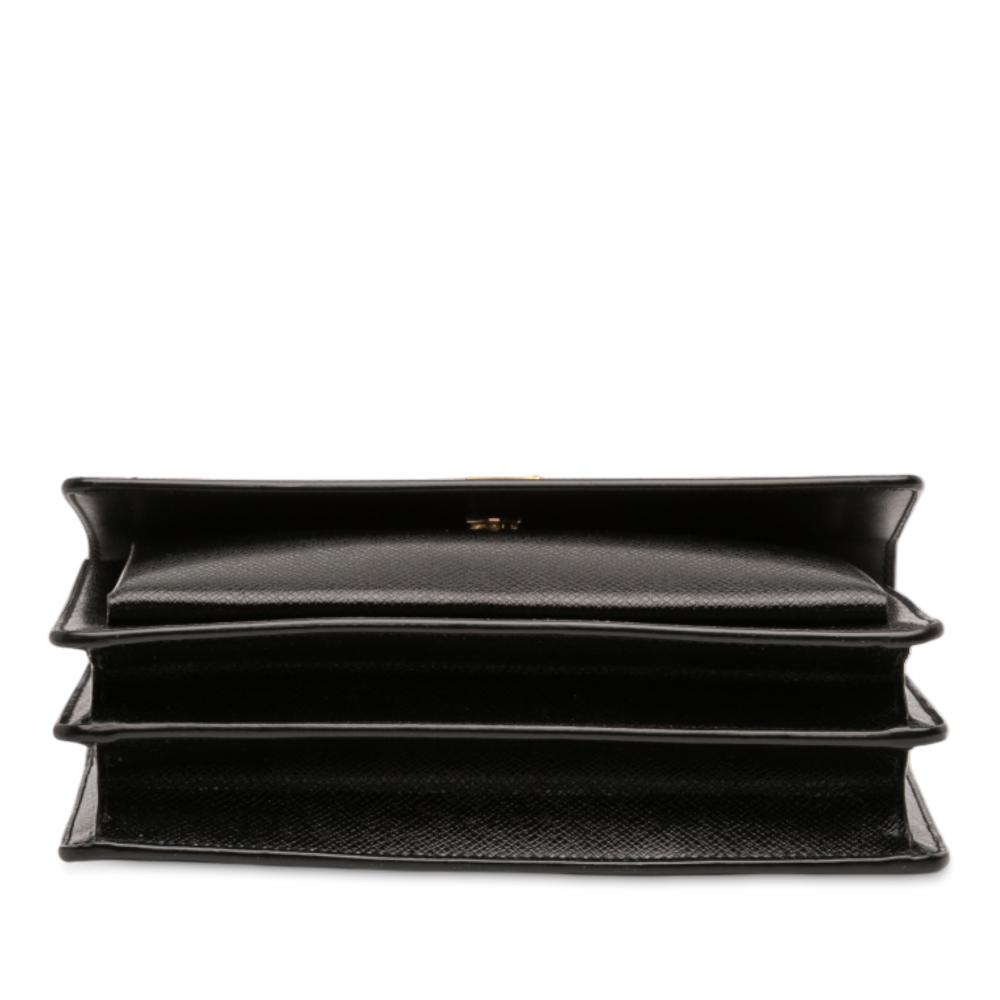 Saint Laurent AB Saint Laurent Black Calf Leather Medium Grained skin Monogram Sunset Crossbody Italy