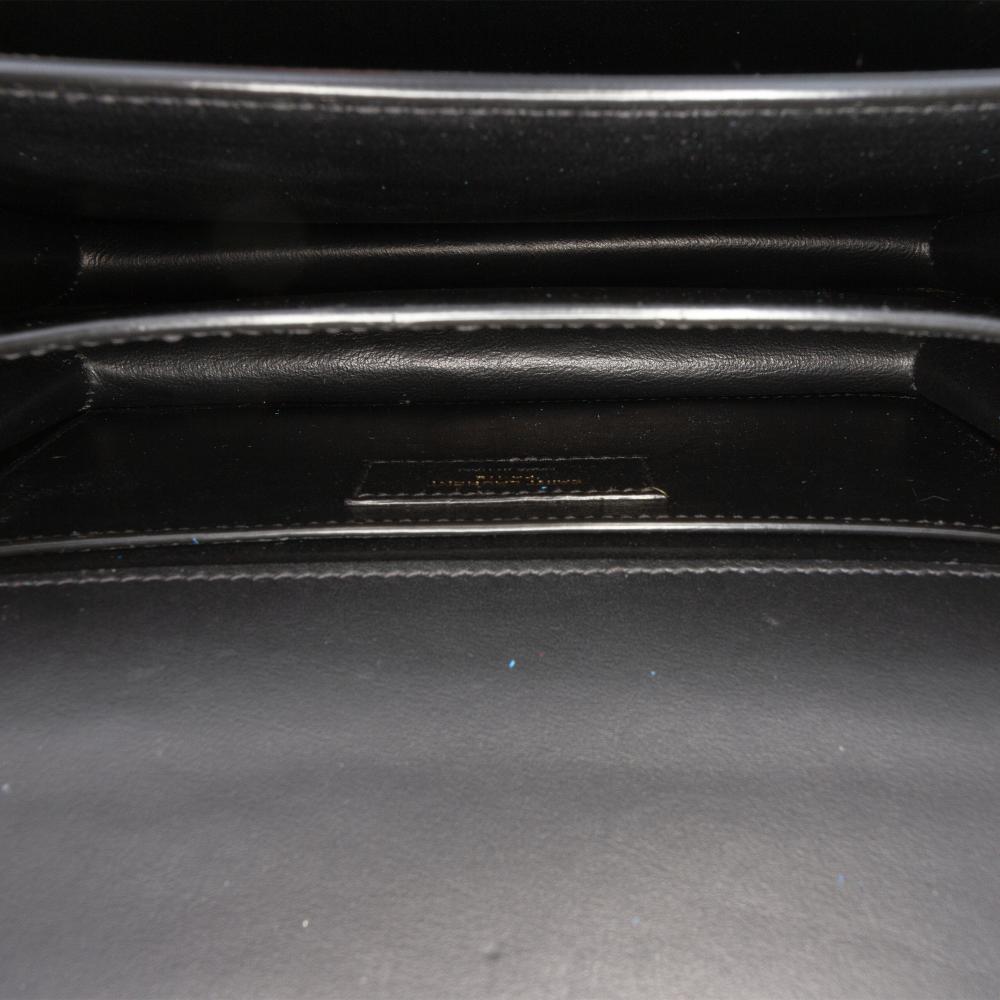 Saint Laurent AB Saint Laurent Black Calf Leather Medium Grained skin Monogram Sunset Crossbody Italy