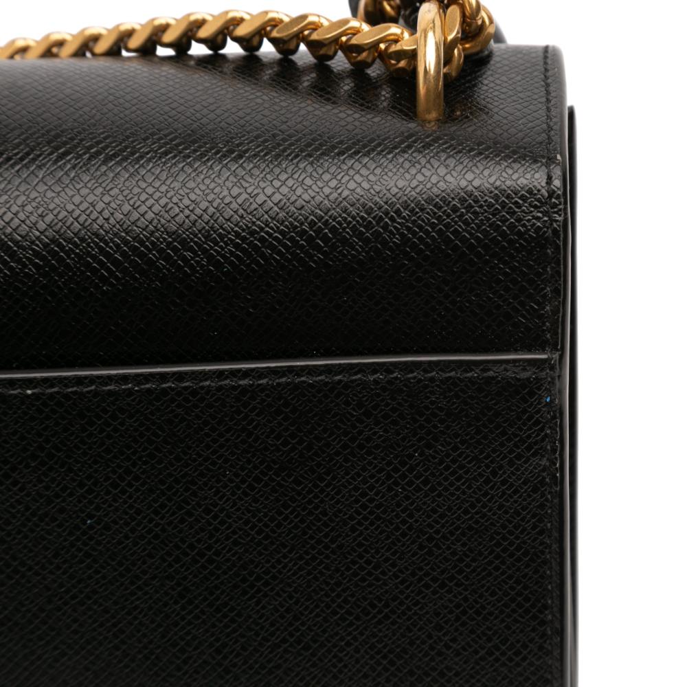 Saint Laurent AB Saint Laurent Black Calf Leather Medium Grained skin Monogram Sunset Crossbody Italy