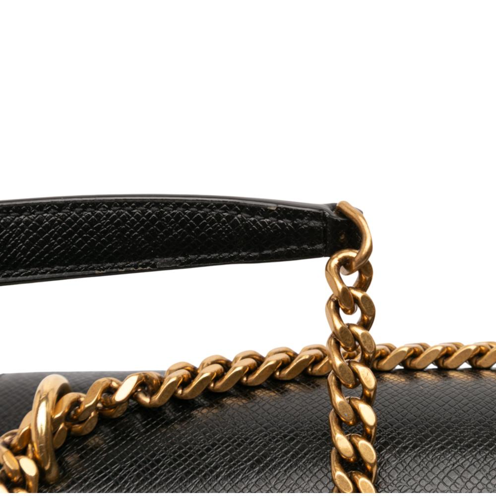 Saint Laurent AB Saint Laurent Black Calf Leather Medium Grained skin Monogram Sunset Crossbody Italy