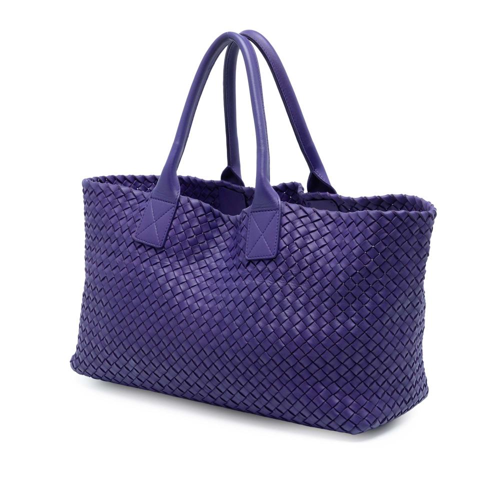 Bottega Veneta Purple Medium Lambskin Intreccio Cabat Tote Italy