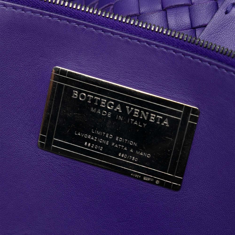 Bottega Veneta Purple Medium Lambskin Intreccio Cabat Tote Italy