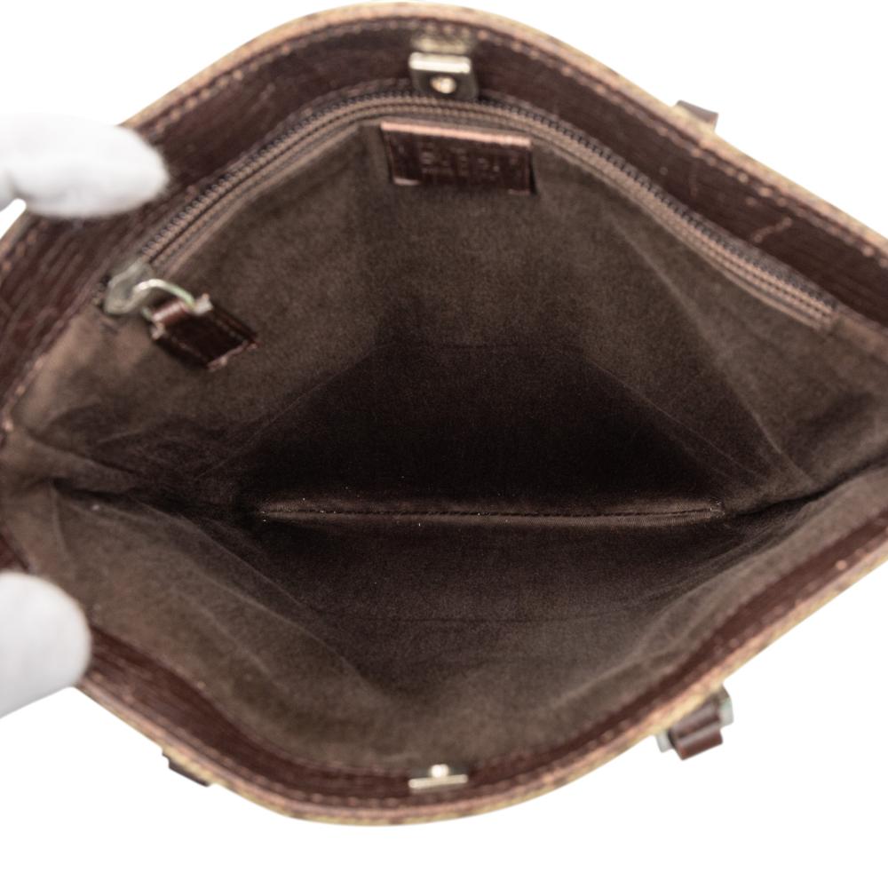 Gucci B Gucci Brown Beige Coated Canvas Fabric GG Supreme Tote Italy