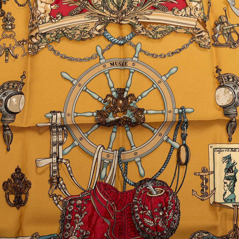 Hermès A Hermès Brown Camel with Multi Silk Fabric Musee Handkerchief France