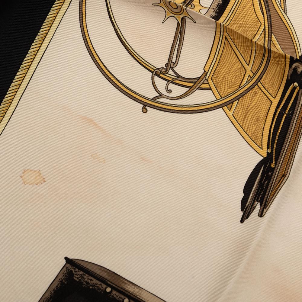 Hermès B Hermès White Ivory Silk Fabric Les Voitures a Transformation Scarf 90 France