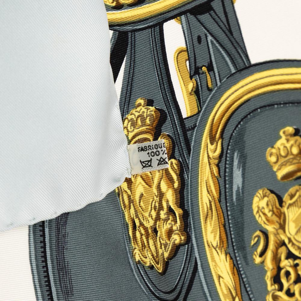 Hermès AB Hermès White Silk Fabric Brides de Gala Scarf 90 France