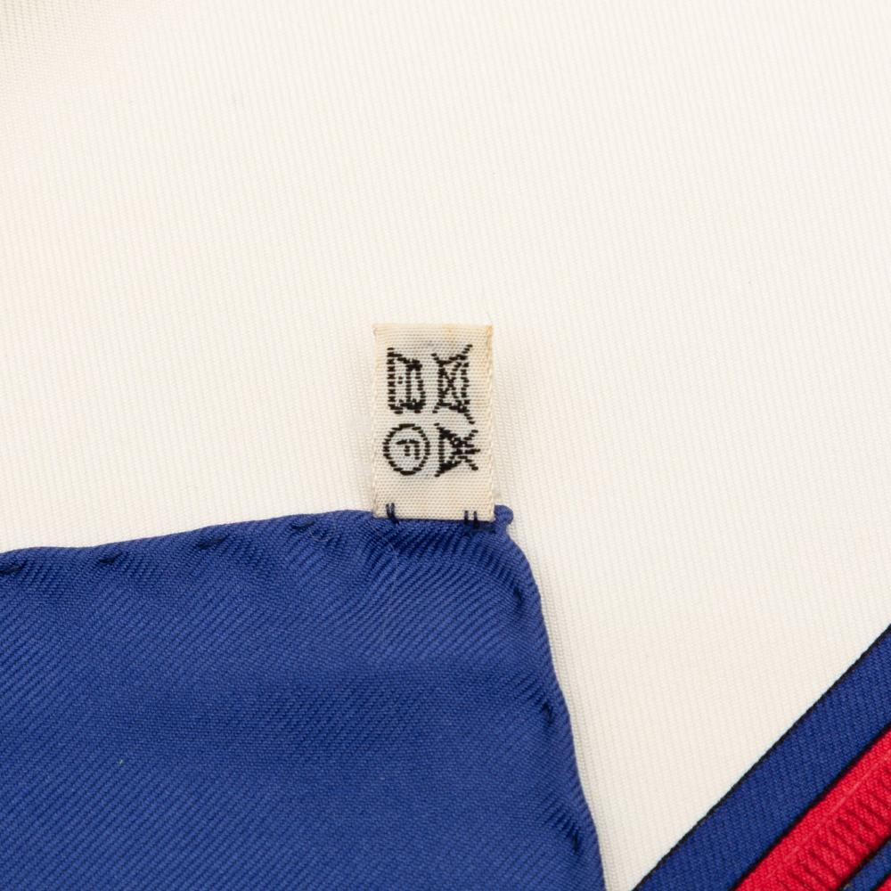 Hermès B Hermès White Silk Fabric Jumping Scarf 90 France