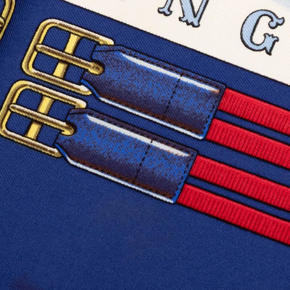 Hermès B Hermès White Silk Fabric Jumping Scarf 90 France