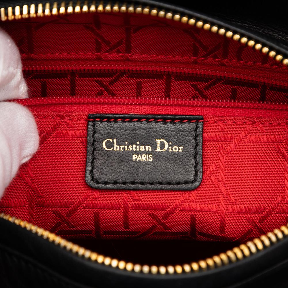 Christian Dior B Dior Black Lambskin Leather Leather Medium Lambskin Cannage Lady Dior Spain