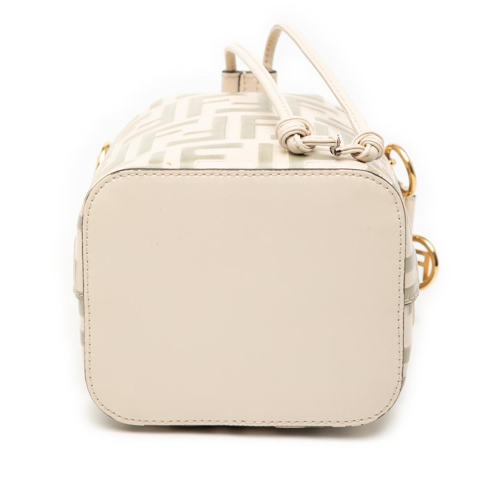 Fendi B Fendi Brown Beige Calf Leather Mini Zucca Embossed Mon Tresor Bucket Bag Italy