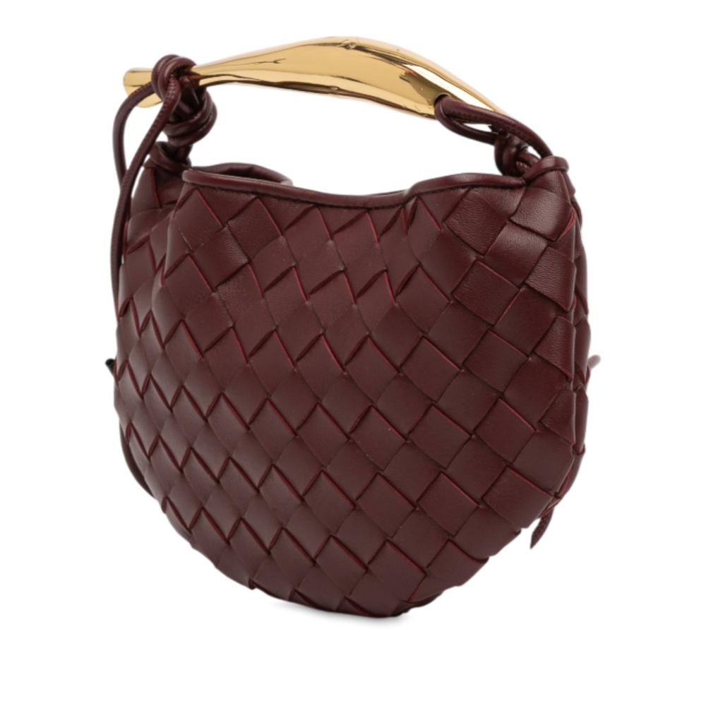 Bottega Veneta Red Bordeaux Lambskin Leather Leather Baby Lambskin Intrecciato Sardine Satchel Italy