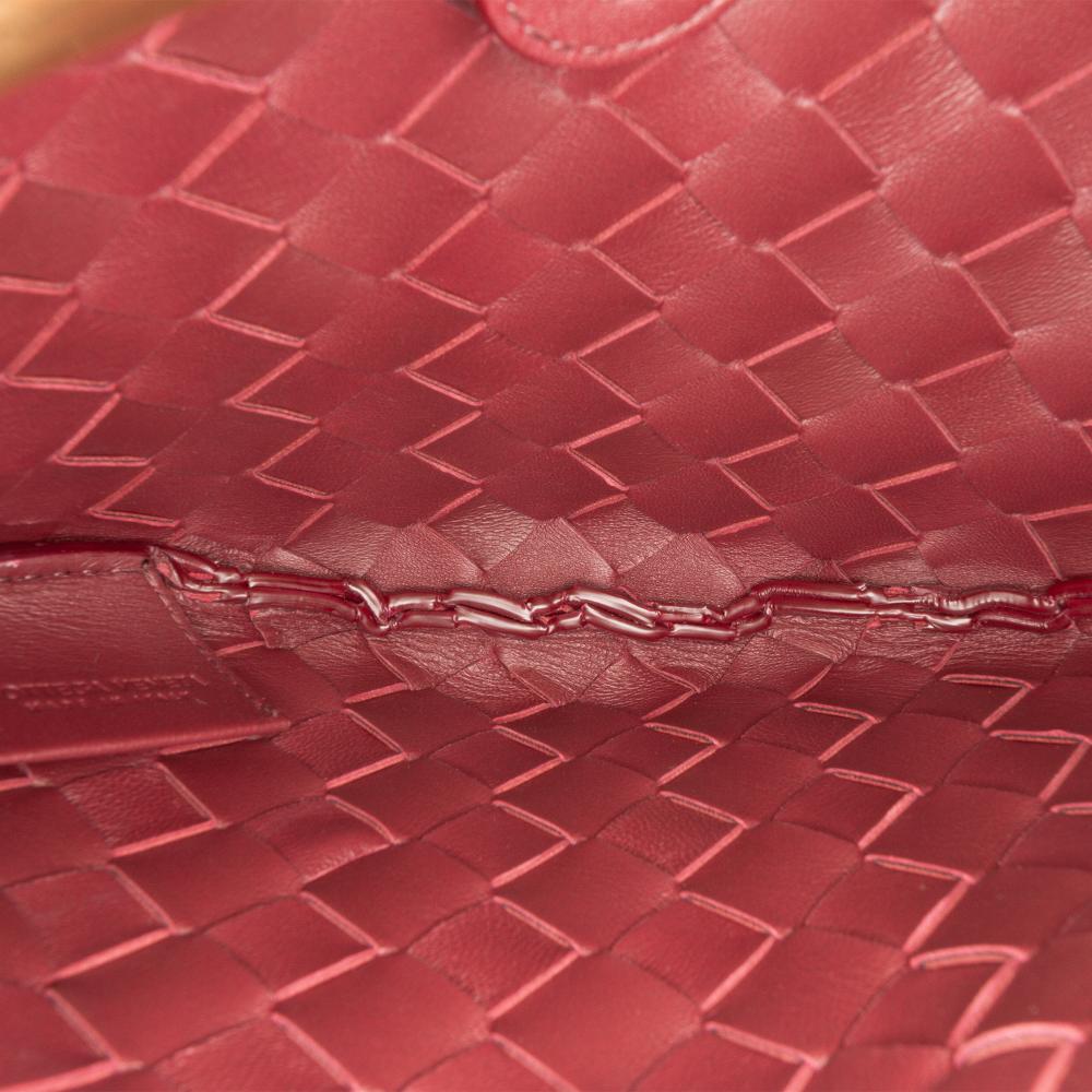 Bottega Veneta Red Bordeaux Lambskin Leather Leather Baby Lambskin Intrecciato Sardine Satchel Italy