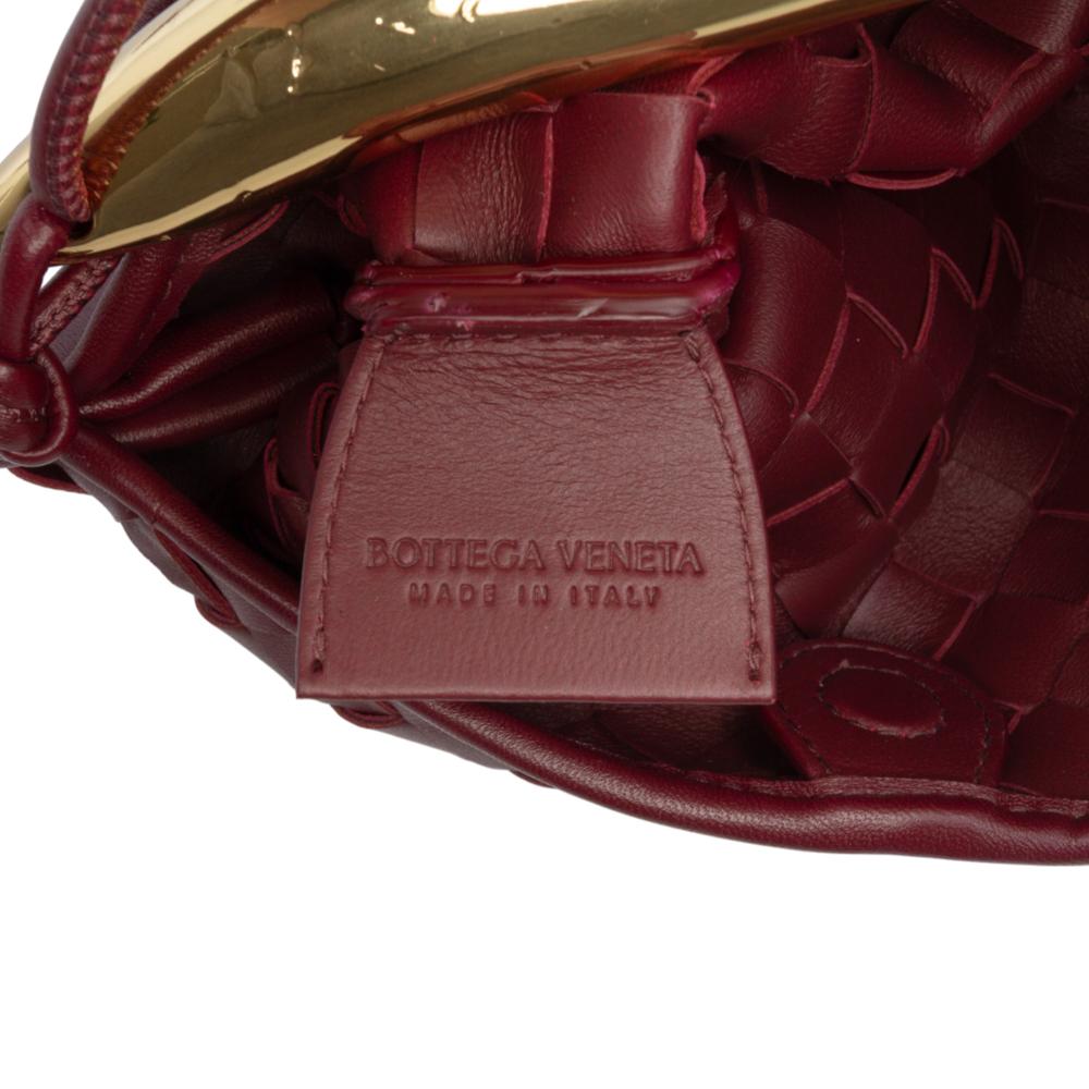 Bottega Veneta Red Bordeaux Lambskin Leather Leather Baby Lambskin Intrecciato Sardine Satchel Italy