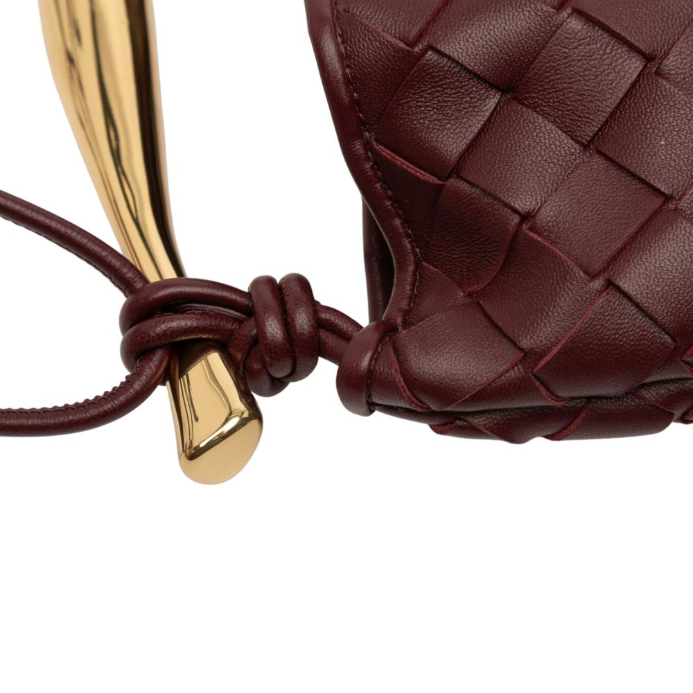 Bottega Veneta Red Bordeaux Lambskin Leather Leather Baby Lambskin Intrecciato Sardine Satchel Italy