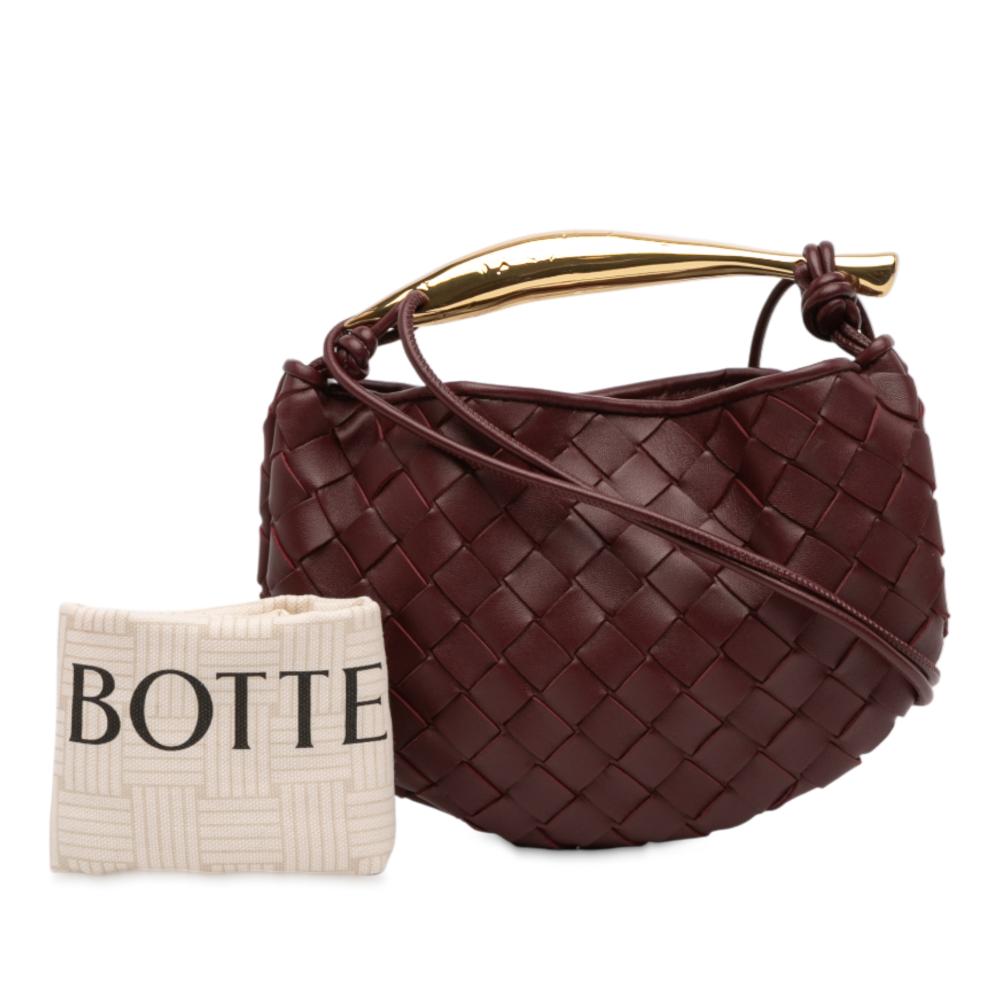 Bottega Veneta Red Bordeaux Lambskin Leather Leather Baby Lambskin Intrecciato Sardine Satchel Italy