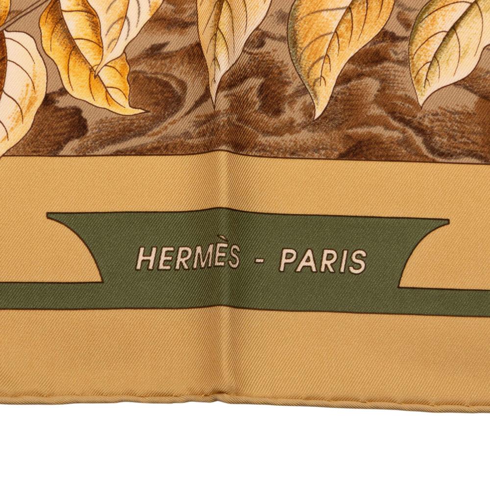 Hermès AB Hermès Brown Light Brown Silk Fabric Casse Noisette Scarf 90 France