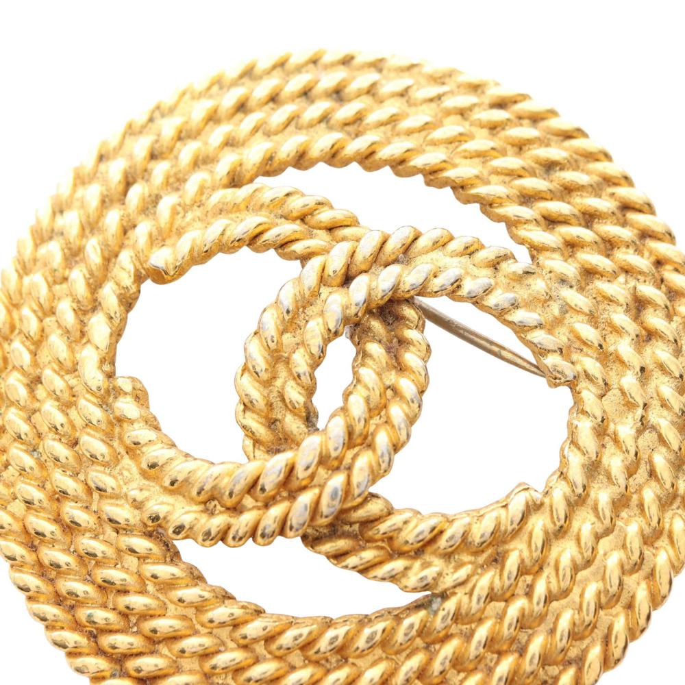 Chanel B Chanel Gold Gold Plated Metal CC Rope Brooch France