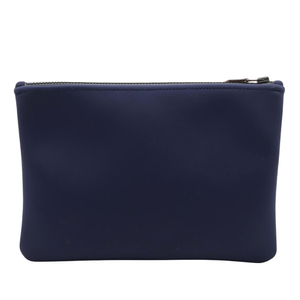 Hermès AB Hermès Blue Navy Chemical Fiber Fabric Medium Neoprene Neobain Case France