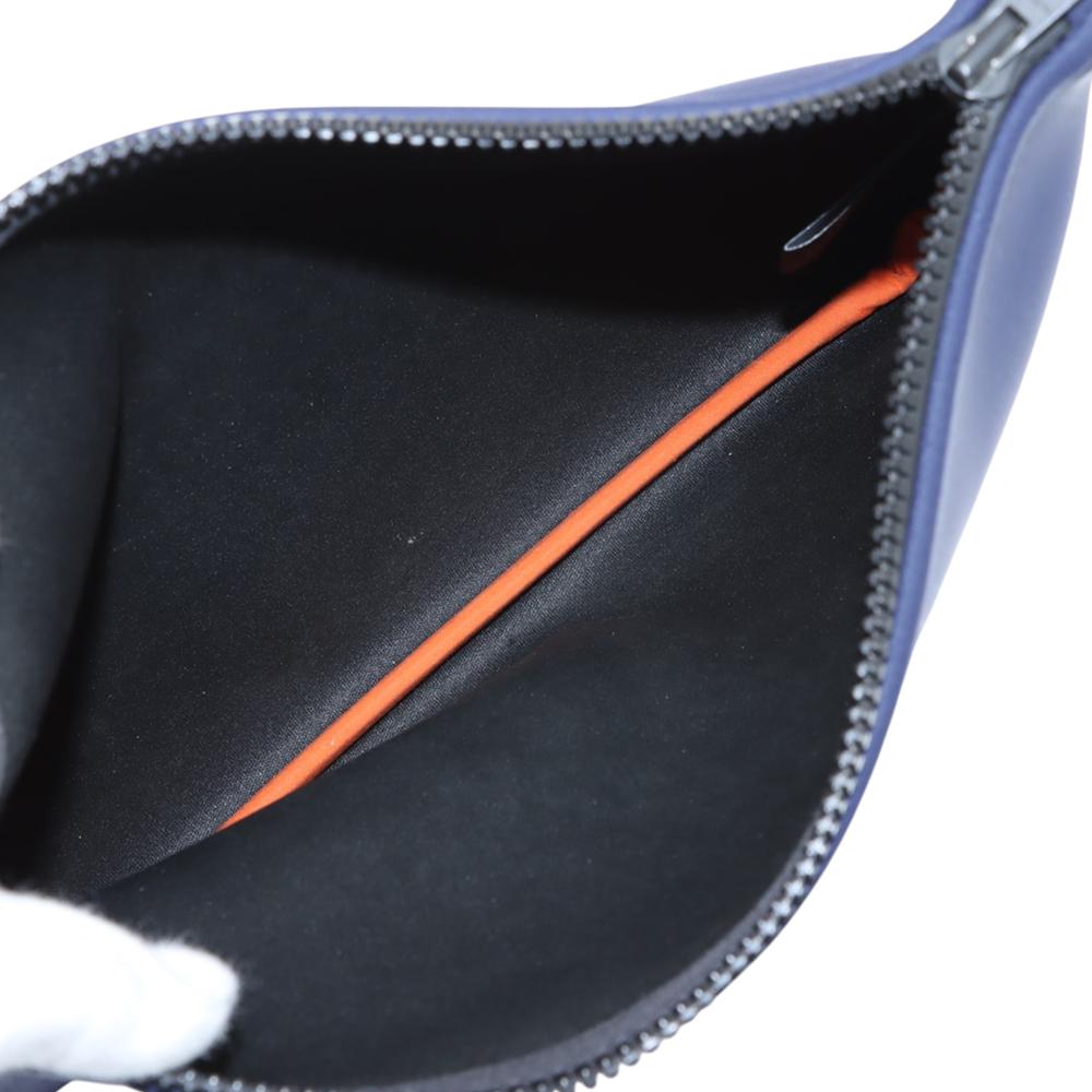 Hermès AB Hermès Blue Navy Chemical Fiber Fabric Medium Neoprene Neobain Case France