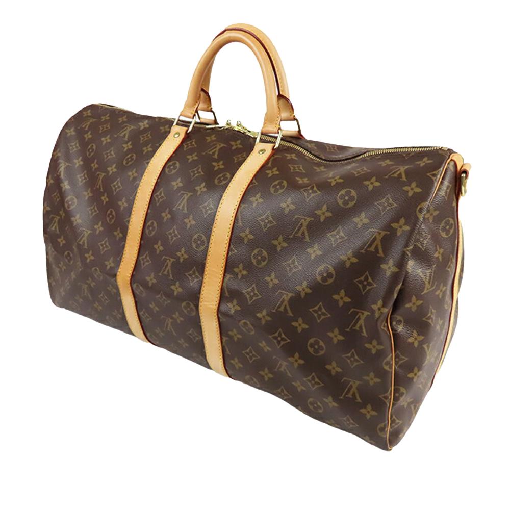 Louis Vuitton B Louis Vuitton Brown Monogram Canvas Fabric Monogram Keepall Bandouliere 55 France