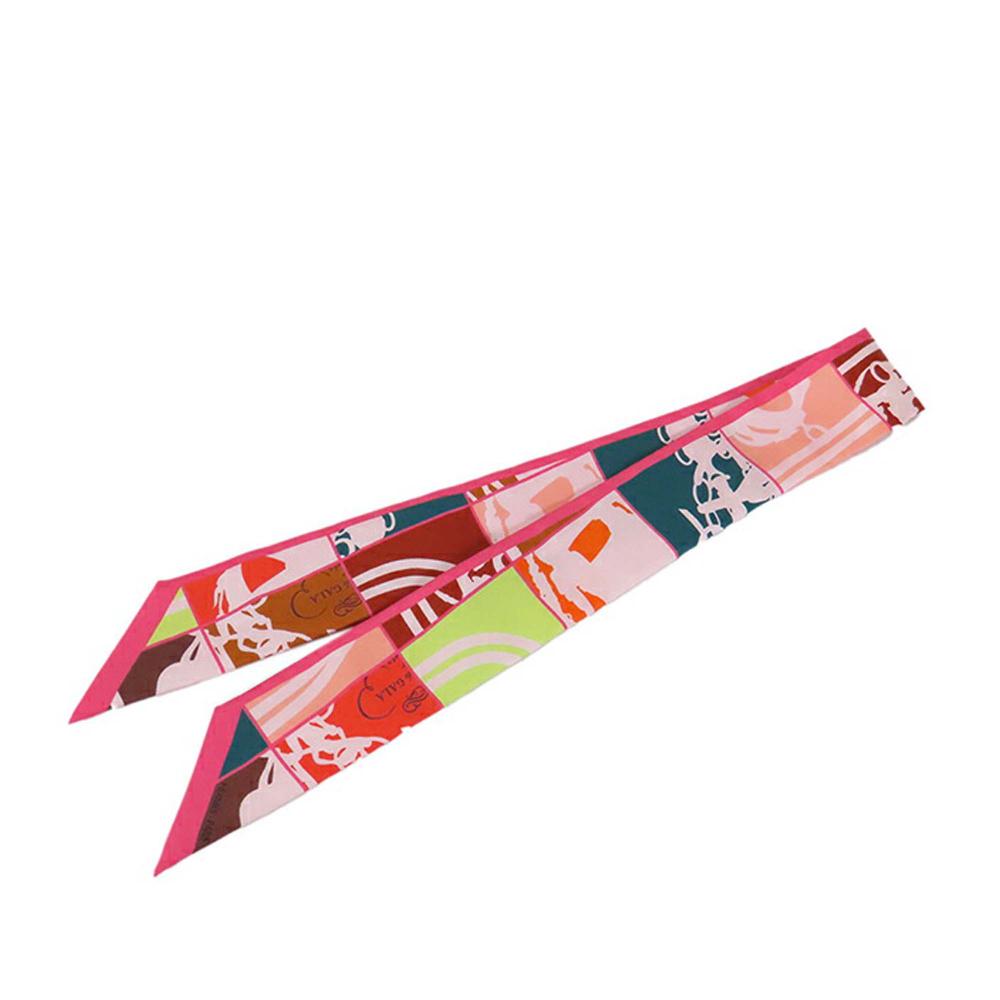 Hermès AB Hermès Pink with Multi Silk Fabric En Desordre Twilly Scarf France