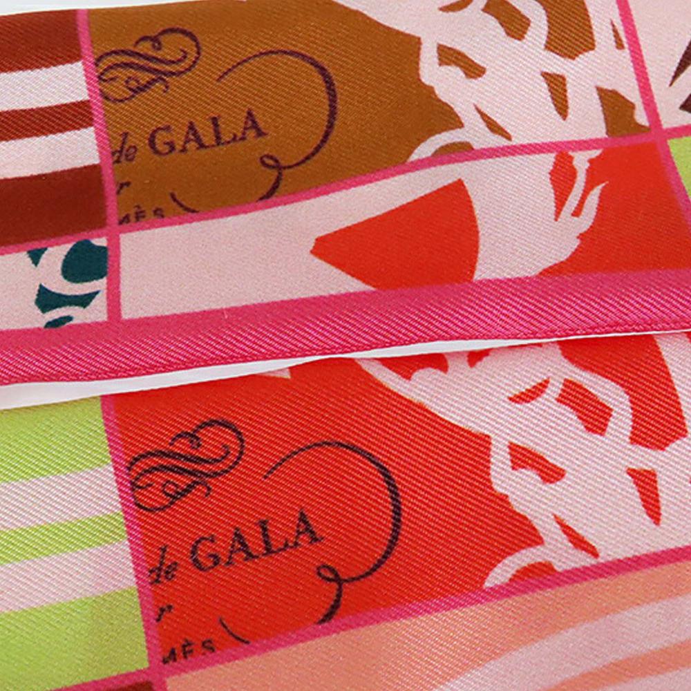 Hermès AB Hermès Pink with Multi Silk Fabric En Desordre Twilly Scarf France