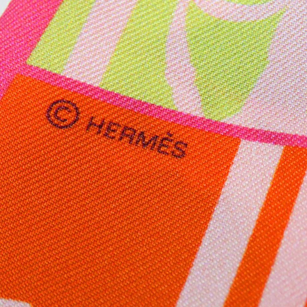 Hermès AB Hermès Pink with Multi Silk Fabric En Desordre Twilly Scarf France