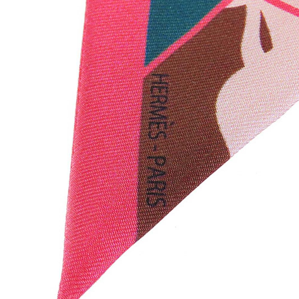 Hermès AB Hermès Pink with Multi Silk Fabric En Desordre Twilly Scarf France