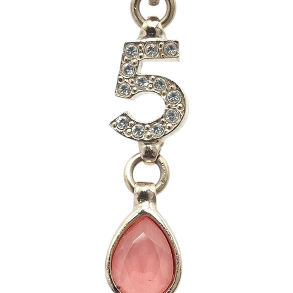 Chanel Gold Gold Plated Rhinestone CC Star No.5 Bijoux Swing Push Back Earrings France