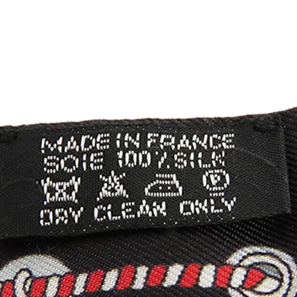 Hermès B Hermès Black Silk Fabric Cordages Twilly Scarf France