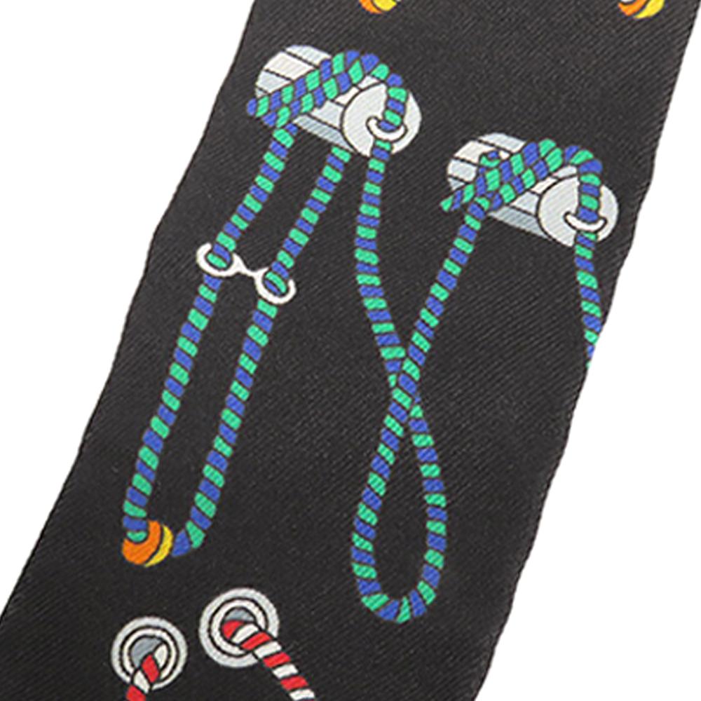 Hermès B Hermès Black Silk Fabric Cordages Twilly Scarf France